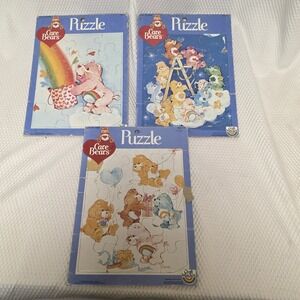 Lot of 3 Care Bear Puzzles 15-pc Vintage Frame Tray Puzzles Craft Masters